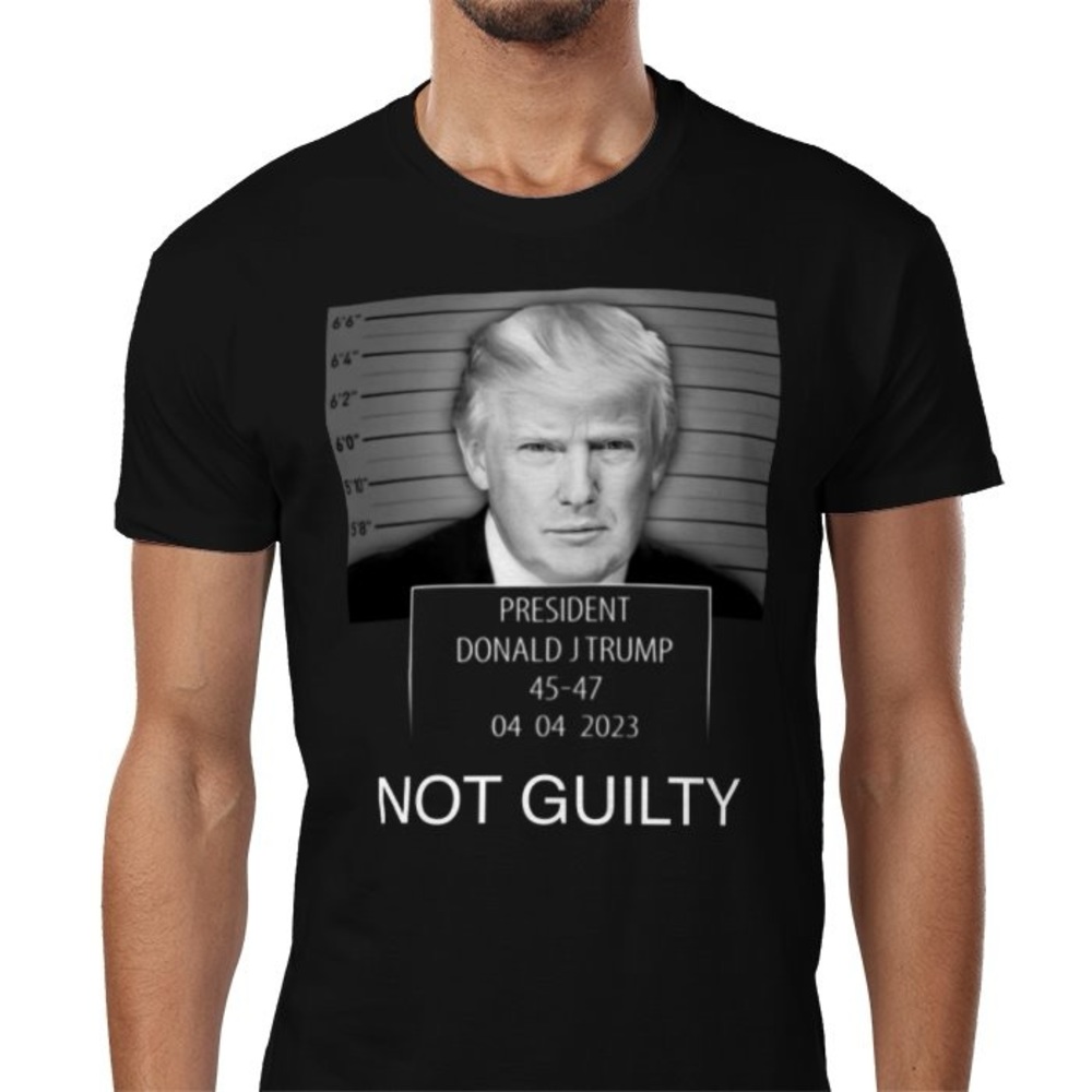 🇺🇸TRUMP NOT GUILTY Mug Shot Short Sleeve 100% Cotton Unisex T-shirt!